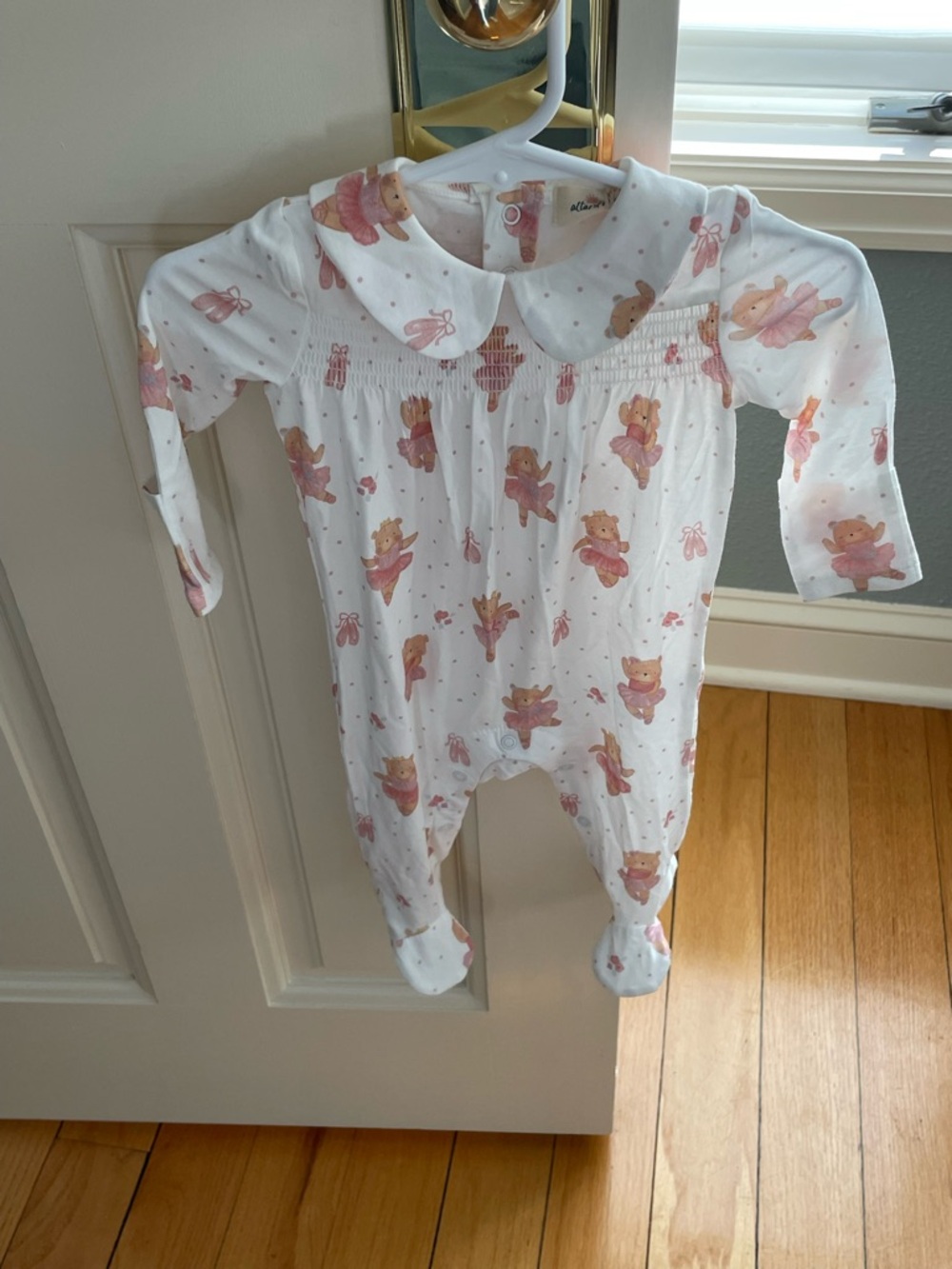 NWT Angel Dear/Altar’d State Bamboo Smock Peter Pan Collar Bear Ballerina Footie
